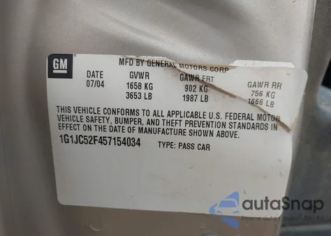 2005 Chevrolet Cavalier from USA, damaged, VIN 1G1JC52F457154034